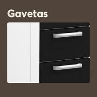 Balcão De Aço Tampo 3 Portas 1 Gaveta Preto Branco Bertolini Branco/preto - 6