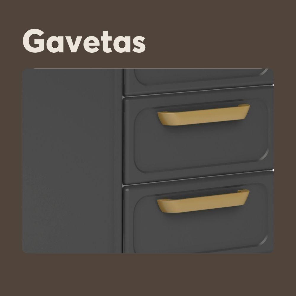 Balcão De Aço Com Tampo 3 Portas 4 Gavetas Grafite Bertolini Grafite/branco - 4