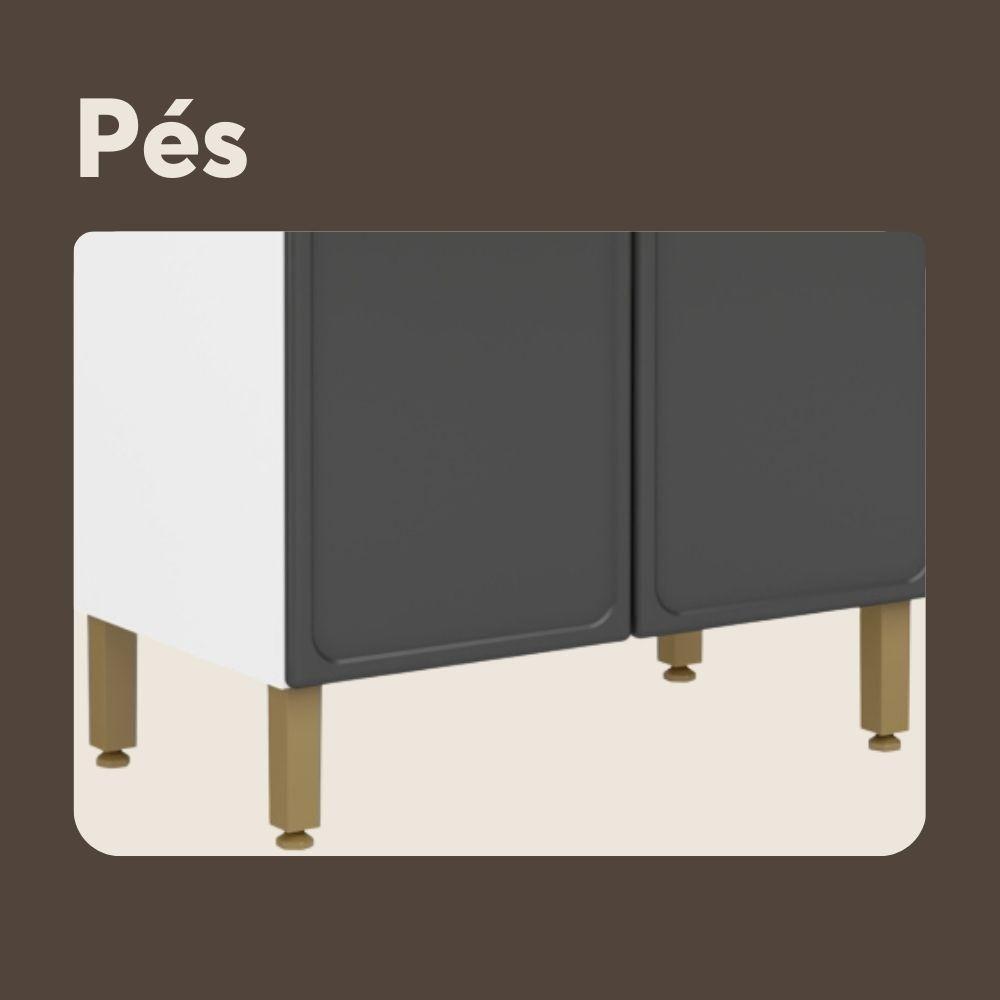 Balcão De Aço Com Tampo 3 Portas 4 Gavetas Grafite Bertolini Grafite/branco - 6