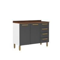 Balcão De Aço Com Tampo 3 Portas 4 Gavetas Grafite Bertolini Grafite/branco - 1