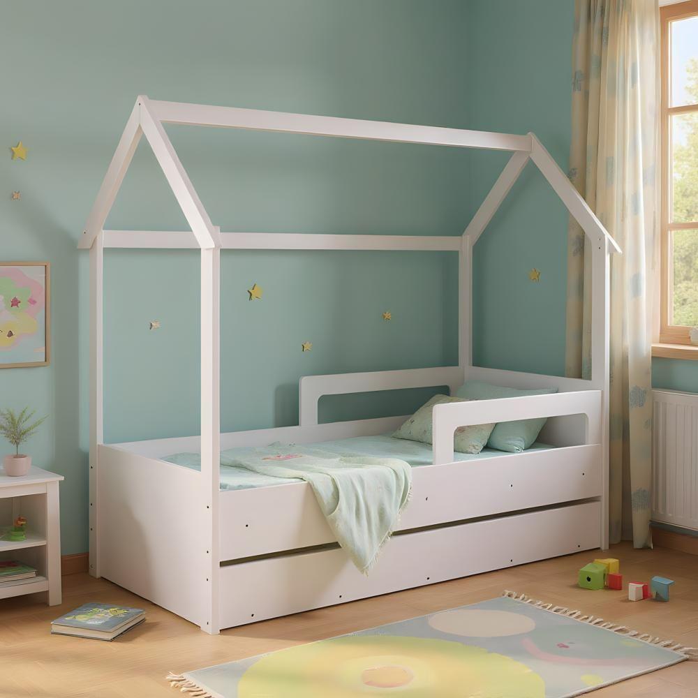 Cama Montessoriana De Chão Com Auxiliar Infantil Casinha - Branco - 1