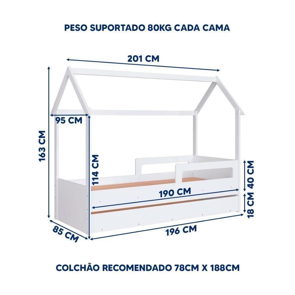 Cama Montessoriana De Chão Com Auxiliar Infantil Casinha - Branco - 5