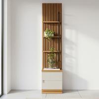 Estante Módulo Lateral Multiuso Ripado 3 Prateleiras Sala - Nature/off White - 1