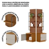Estante Módulo Lateral Multiuso Ripado 3 Prateleiras Sala - Nature/off White - 3