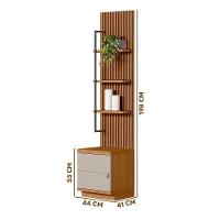 Estante Módulo Lateral Multiuso Ripado 3 Prateleiras Sala - Nature/off White - 4