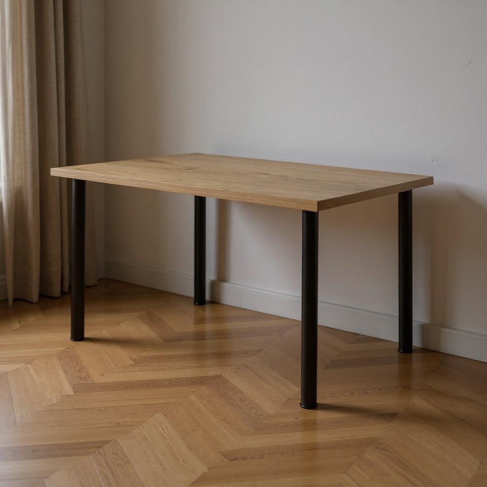 Mesa Retangular 1,10m Pequena 4 Lugares Para Cozinha - Preto E Carvalho - 1