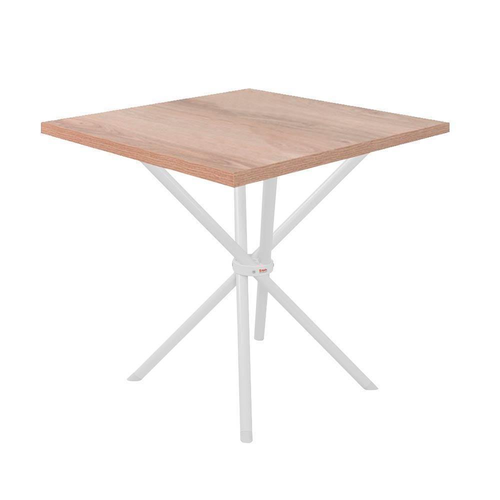 Mesa Pequena Quadrada 75x75 De Cozinha Sem Cadeiras - Branco E Carvalho - 2