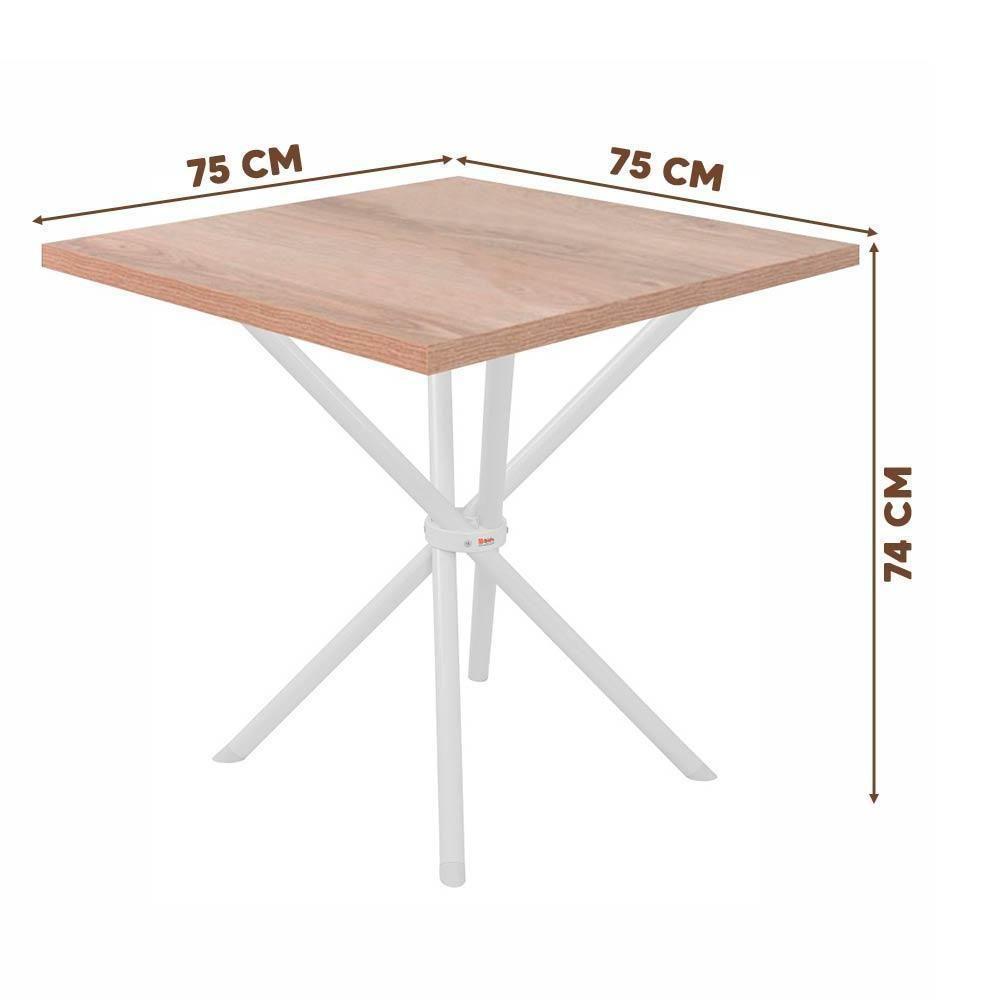 Mesa Pequena Quadrada 75x75 De Cozinha Sem Cadeiras - Branco E Carvalho - 3