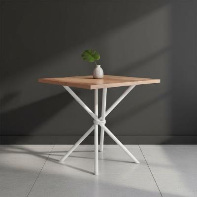 Mesa Pequena Quadrada 75x75 De Cozinha Sem Cadeiras - Branco E Carvalho