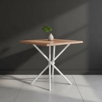 Mesa Pequena Quadrada 75x75 De Cozinha Sem Cadeiras - Branco E Carvalho - 1