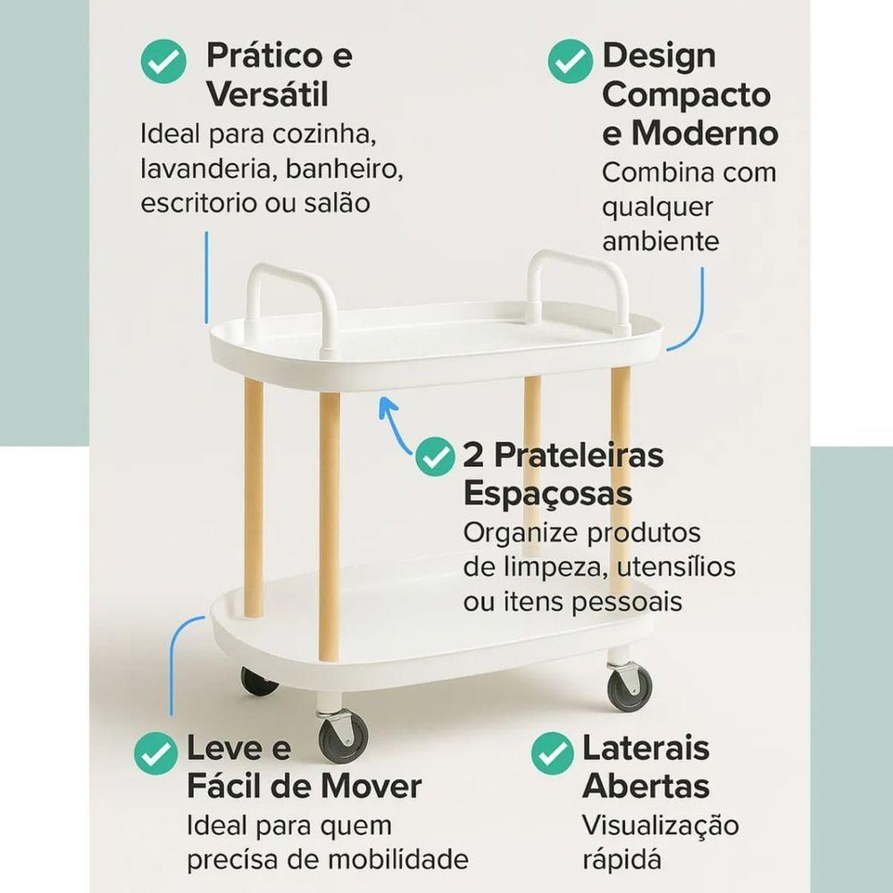 Carrinho Organizador Multiuso 2 Prateleiras - 4