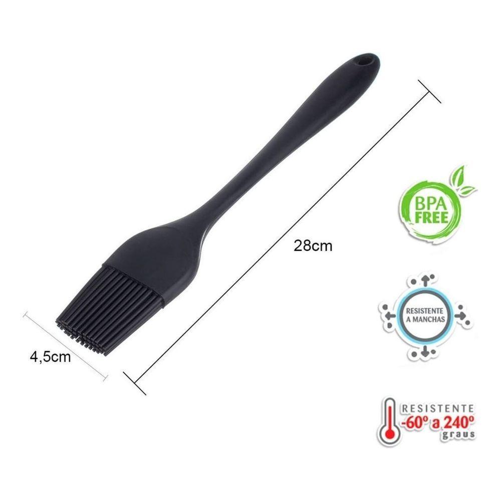 Pincel Culinário De Silicone Cozinha E Confeitaria Grande 25cm - Preta - 4
