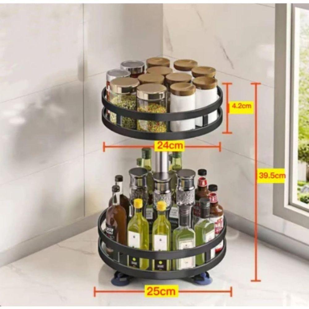 Prateleira Organizadora Rotativa 360° 2 Camadas Multiuso Para Cozinha - 4