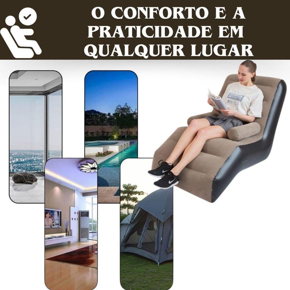 Espreguiçadeira Poltrona Inflável Portátil Com Bomba Inclusa Suporta Até 100kg - 2