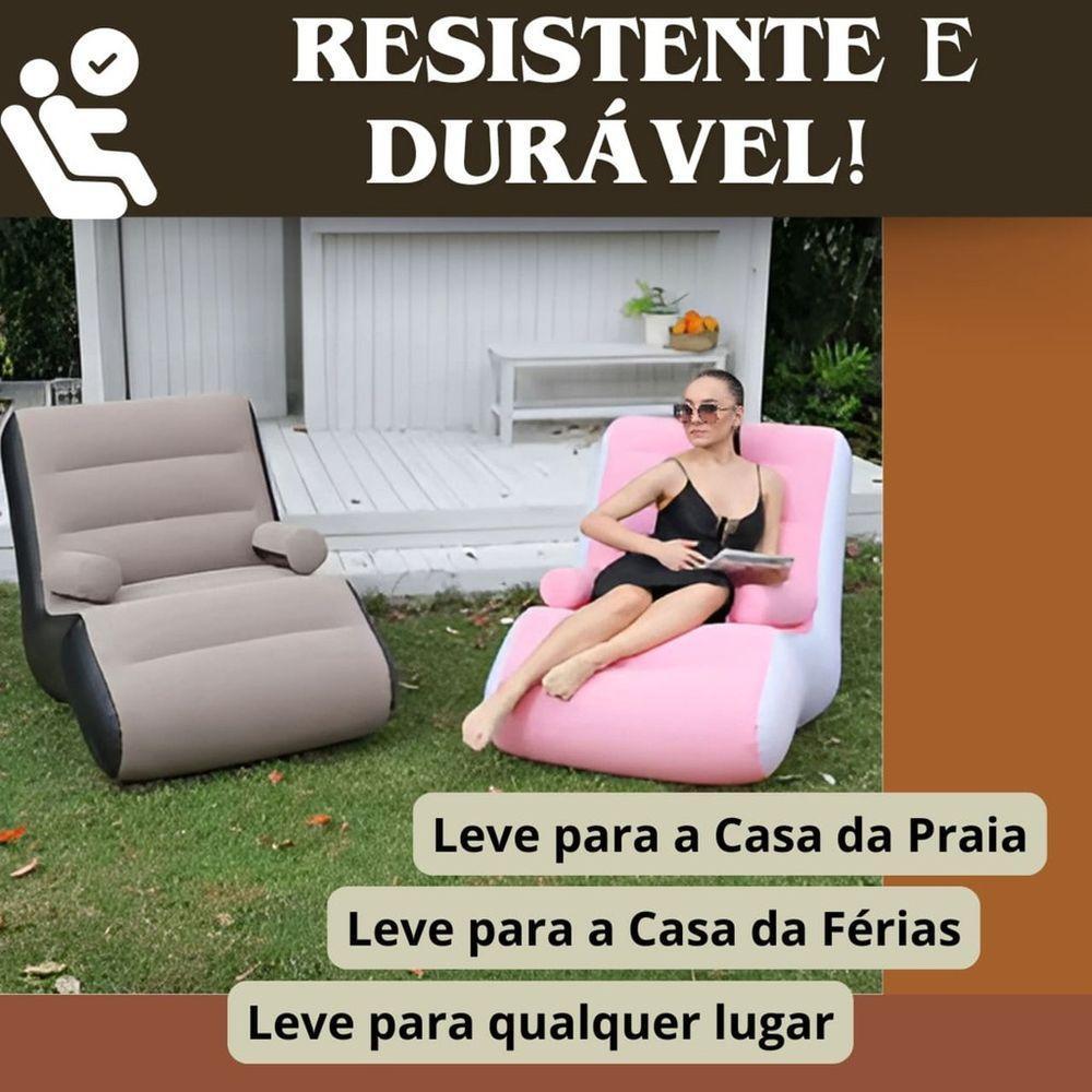Espreguiçadeira Poltrona Inflável Portátil Com Bomba Inclusa Suporta Até 100kg - 3