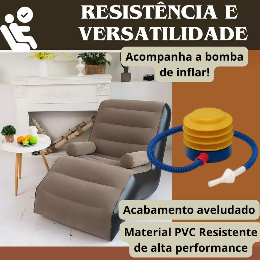 Espreguiçadeira Poltrona Inflável Portátil Com Bomba Inclusa Suporta Até 100kg - 4