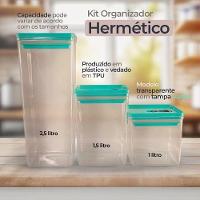 Kit 3 Organizador Mantimentos Hermético Dubai 5 Litros - Verde - 2