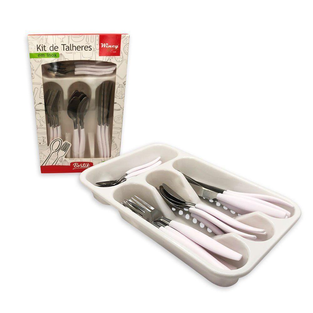 Kit De Talheres Em Inox 25 Peças - Branco - 1
