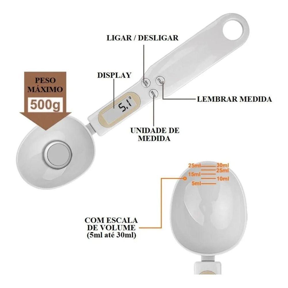 Colher De Medida Com Balança Digital 500g Ideal Para Cozinha - Sortida - 4