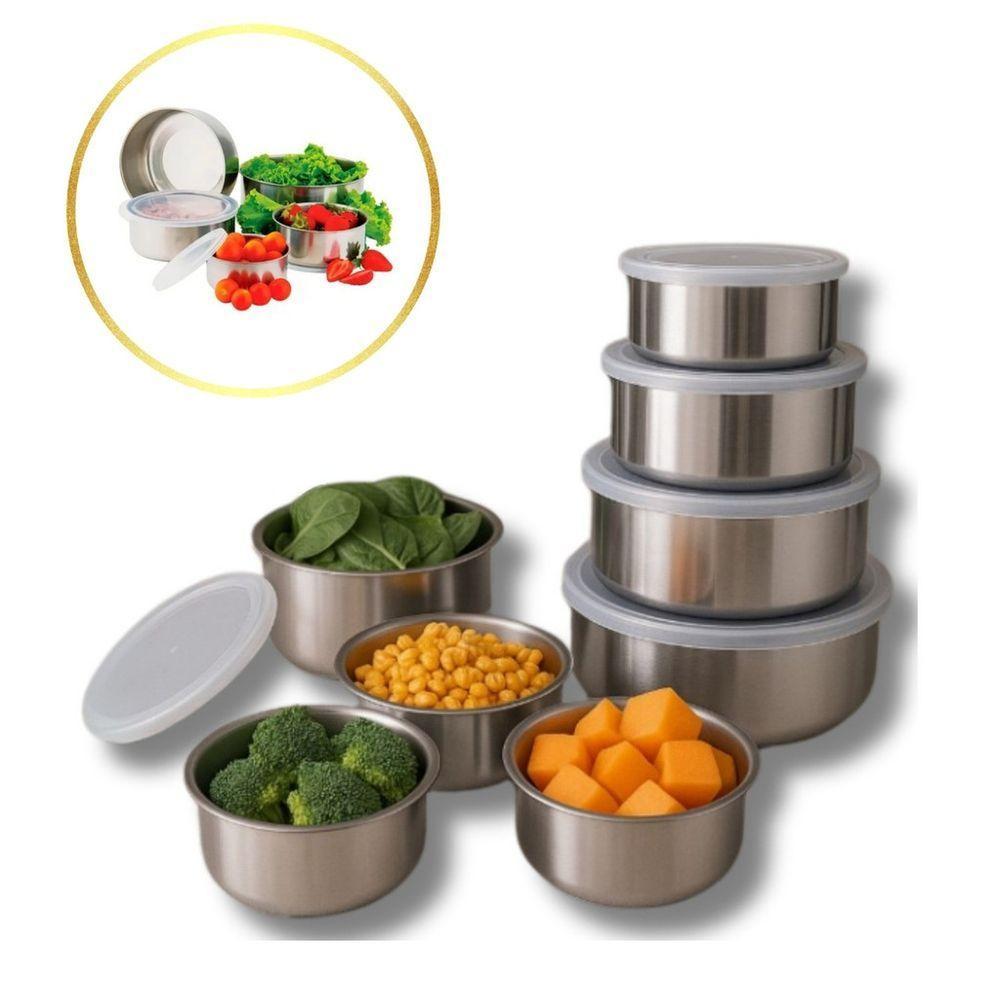 Kit Conjunto 5 Potes Inox Herméticos Bavaria Com Tampa - 1