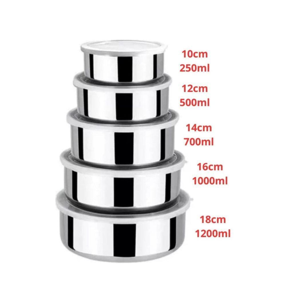Kit Conjunto 5 Potes Inox Herméticos Bavaria Com Tampa - 4