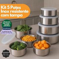 Kit Conjunto 5 Potes Inox Herméticos Bavaria Com Tampa - 2