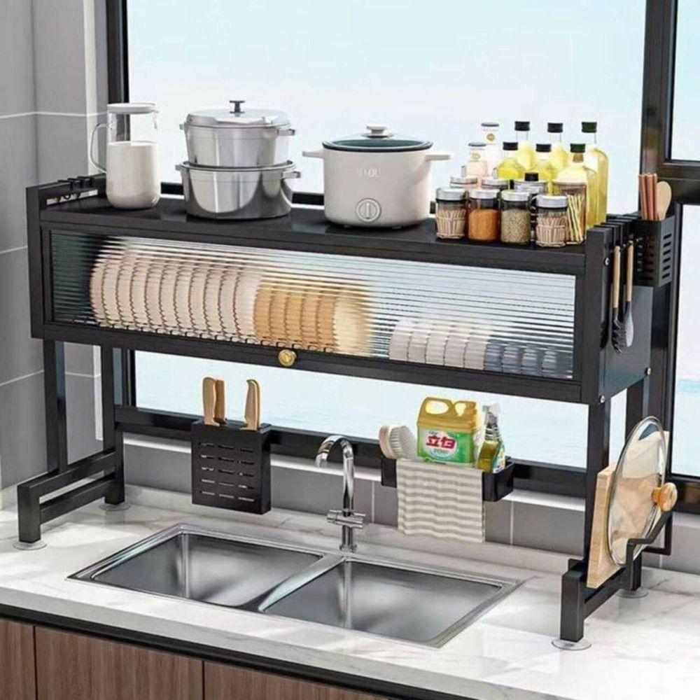 Prateleira De Metal Para Pia Pratos, Copos E Talheres Multiuso - Preta - 2