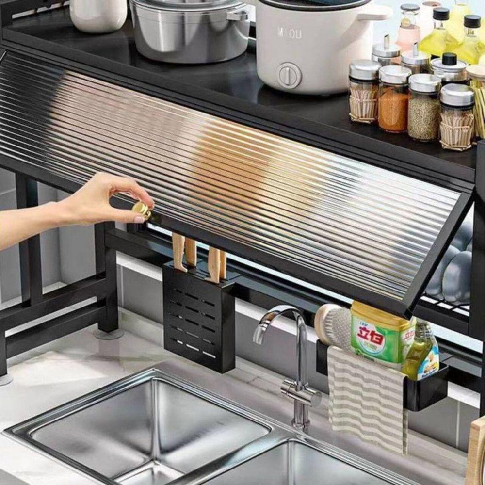 Prateleira De Metal Para Pia Pratos, Copos E Talheres Multiuso - Preta - 3