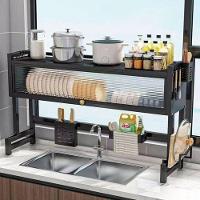 Prateleira De Metal Para Pia Pratos, Copos E Talheres Multiuso - Preta - 2