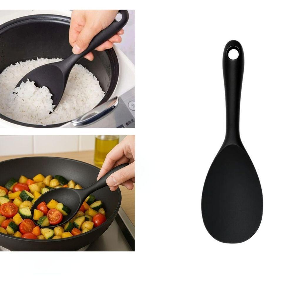 Colher De Cabo Curto De Silicone 22cm - Preta - 1