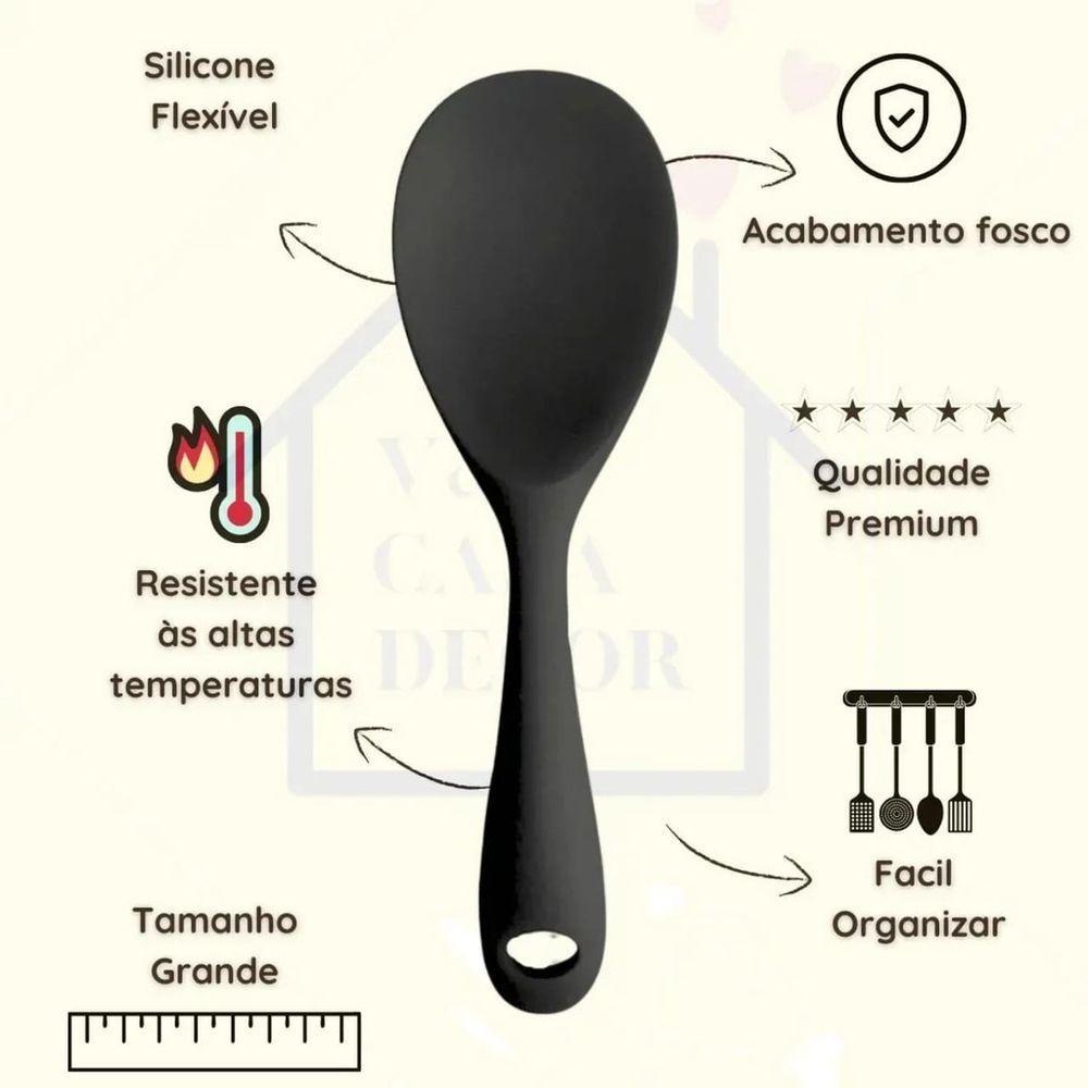 Colher De Cabo Curto De Silicone 22cm - Preta - 4