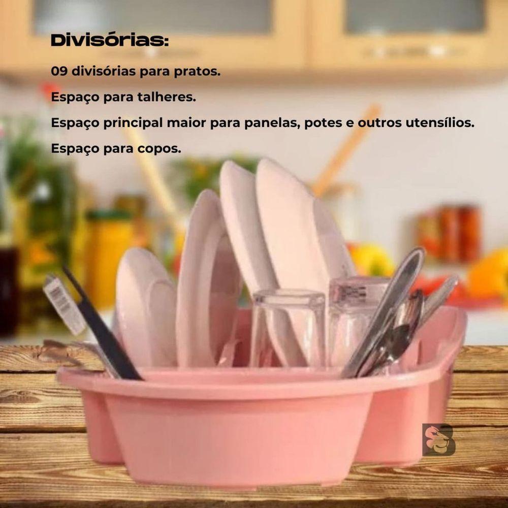 Escorredor De Louças Para Pratos Copos Talheres - Rosa - 2