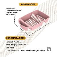 Escorredor De Louças Para Pratos Copos Talheres - Rosa - 4