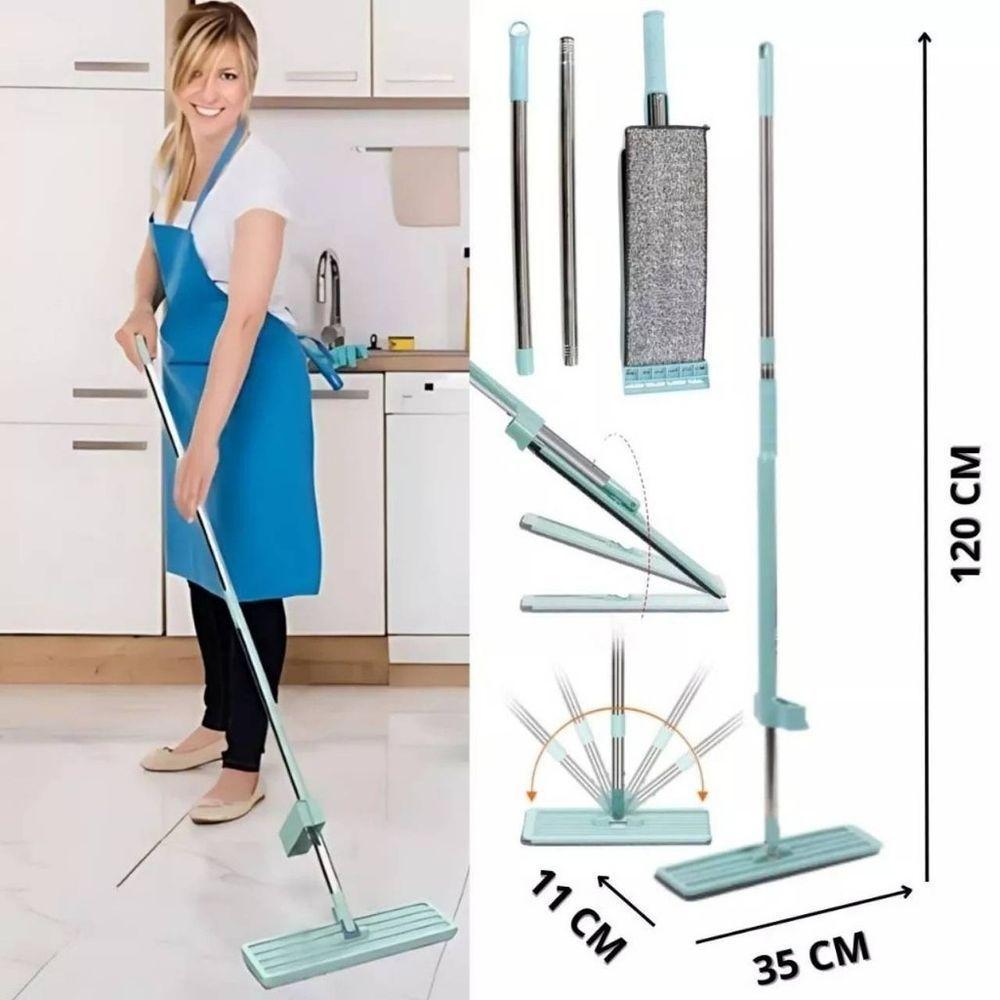 Esfregão Rodo Mop Mágico Inteligente Com 2 Refil Flat 360 Graus - 2