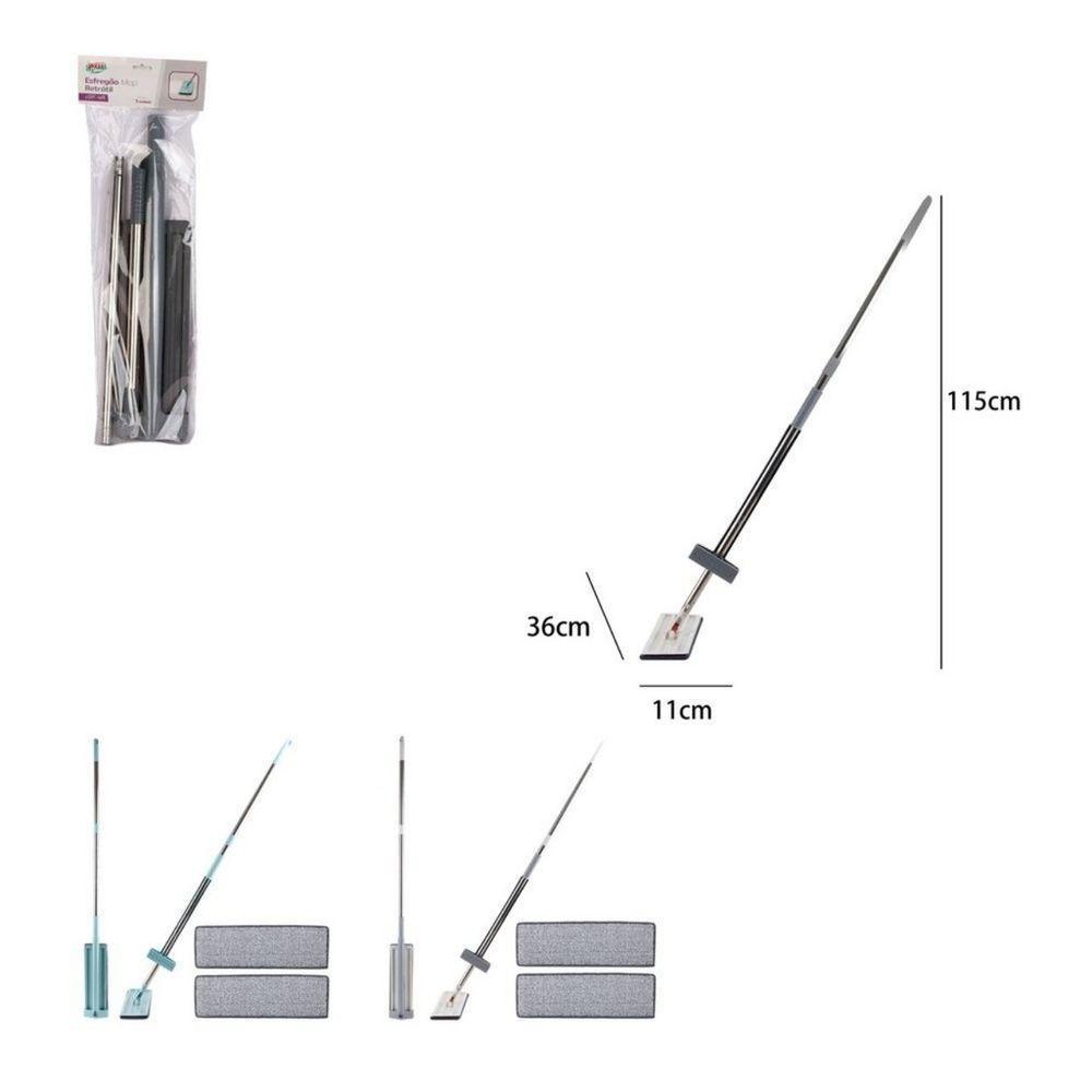 Esfregão Rodo Mop Mágico Inteligente Com 2 Refil Flat 360 Graus - 4