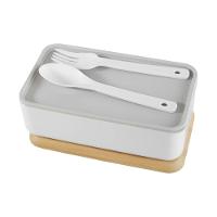 Kit Marmita Lancheira Tampa Hermética Garfo E Colher 900ml Miniso Branca - 3