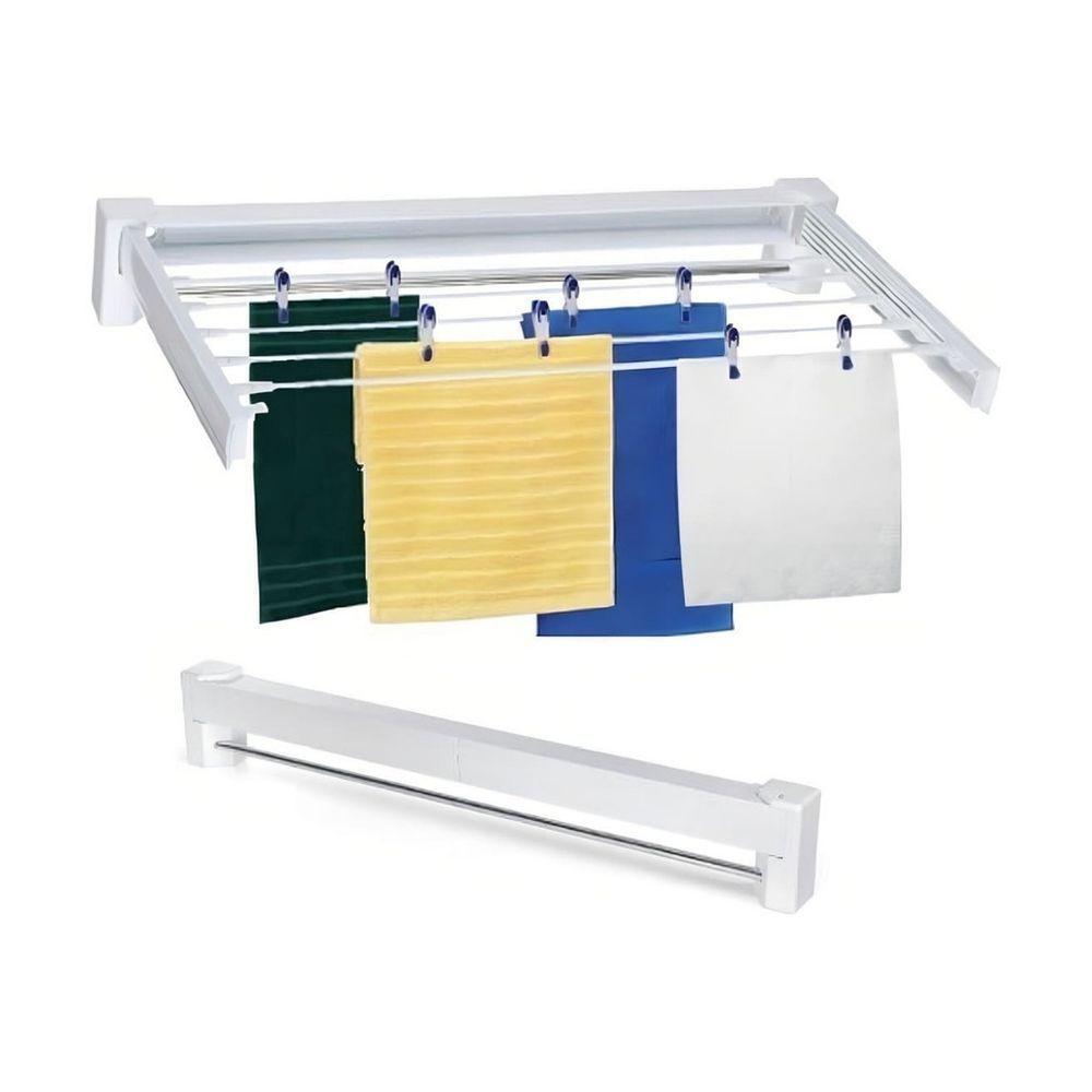 Varal Mágico Parede Retrátil Dobrável 5 Varetas 70cm Cor - Branco - 1