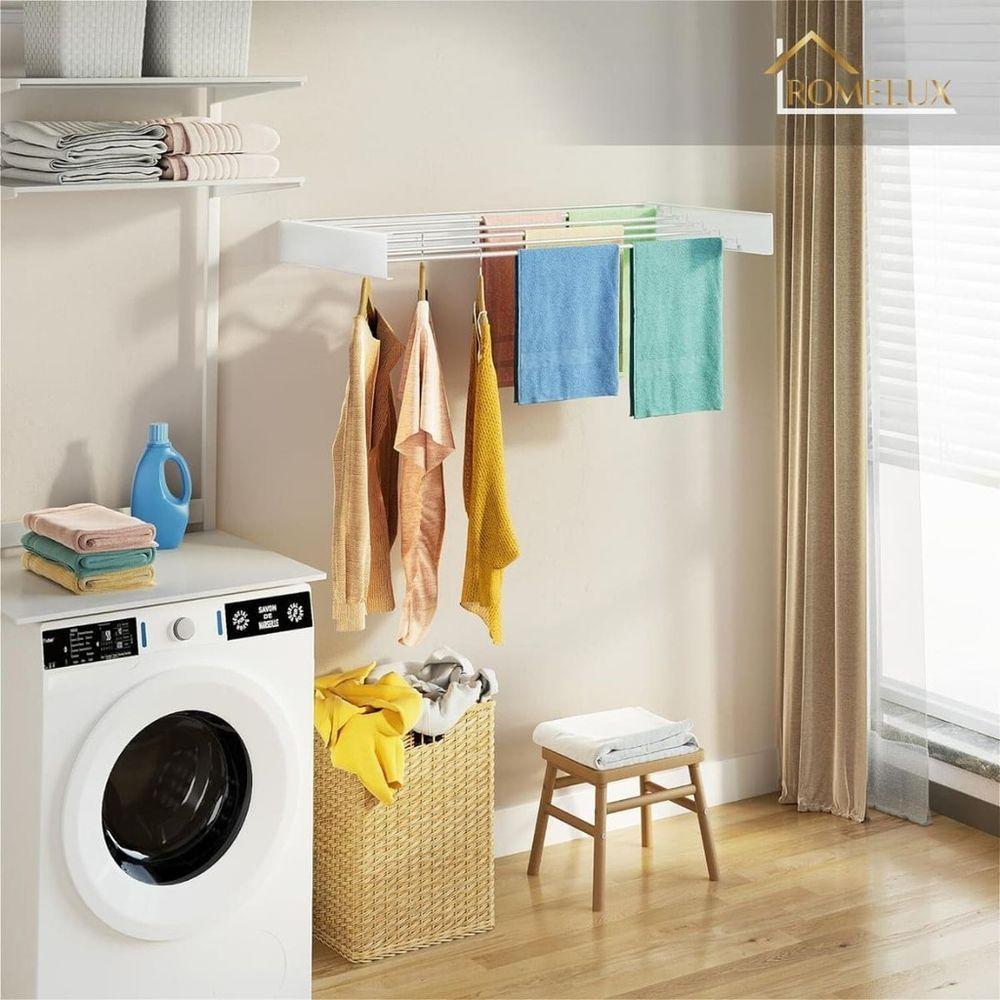 Varal Mágico Parede Retrátil Dobrável 5 Varetas 70cm Cor - Branco - 4