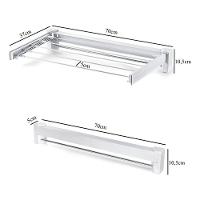 Varal Mágico Parede Retrátil Dobrável 5 Varetas 70cm Cor - Branco - 5