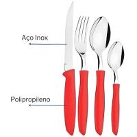 Conjunto 17 Peças Faqueiro Com Porta Talher Vermelha - 2