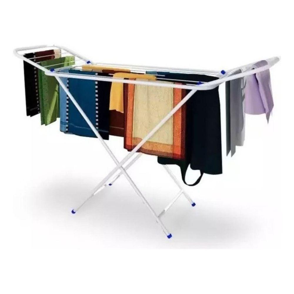 Varal De Roupa Retrátil De Chão Com Abas Suporta 12kg - Branco - 1