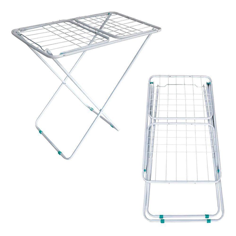 Varal De Roupa Retrátil De Chão Com Abas Suporta 12kg - Branco - 2