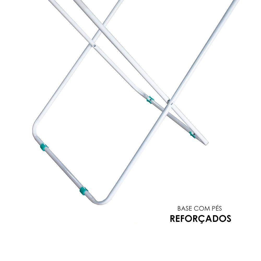 Varal De Roupa Retrátil De Chão Com Abas Suporta 12kg - Branco - 4