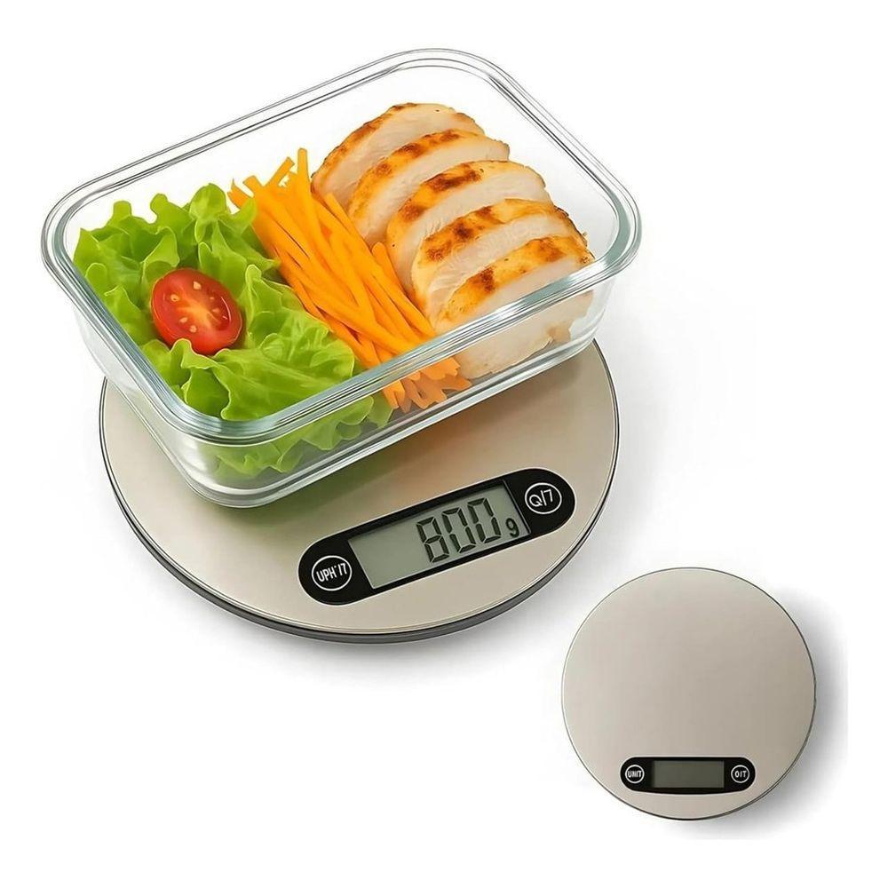 Balança De Cozinha Digital Redonda Inox 10kg - 4