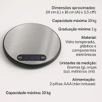 Balança De Cozinha Digital Redonda Inox 10kg - 3