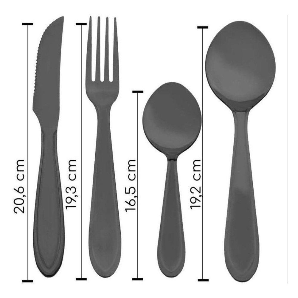 Faqueiro Jogo Talheres Black Aço Inox 24 Peças Sunshine - 2