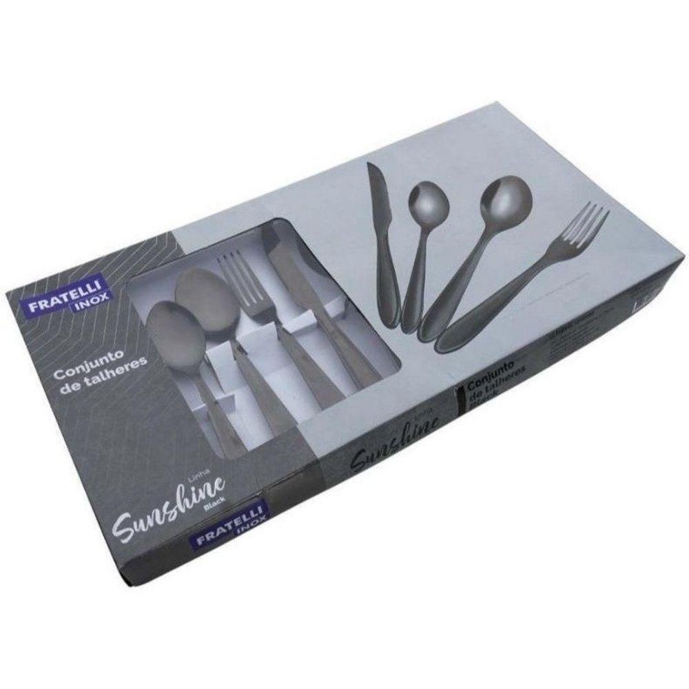 Faqueiro Jogo Talheres Black Aço Inox 24 Peças Sunshine - 4