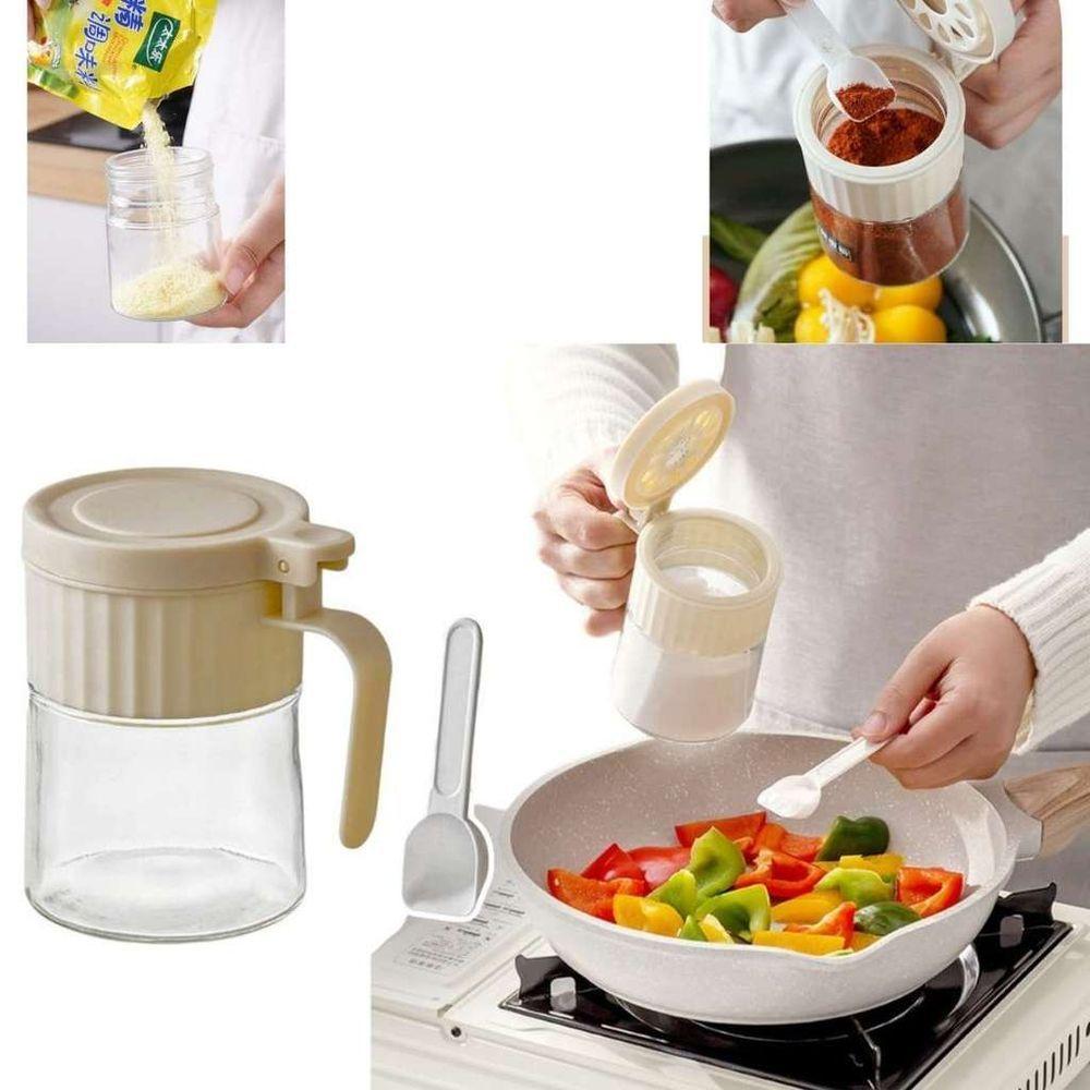 Porta Condimentos Redondo Vidro Com Colher 280ml - 2