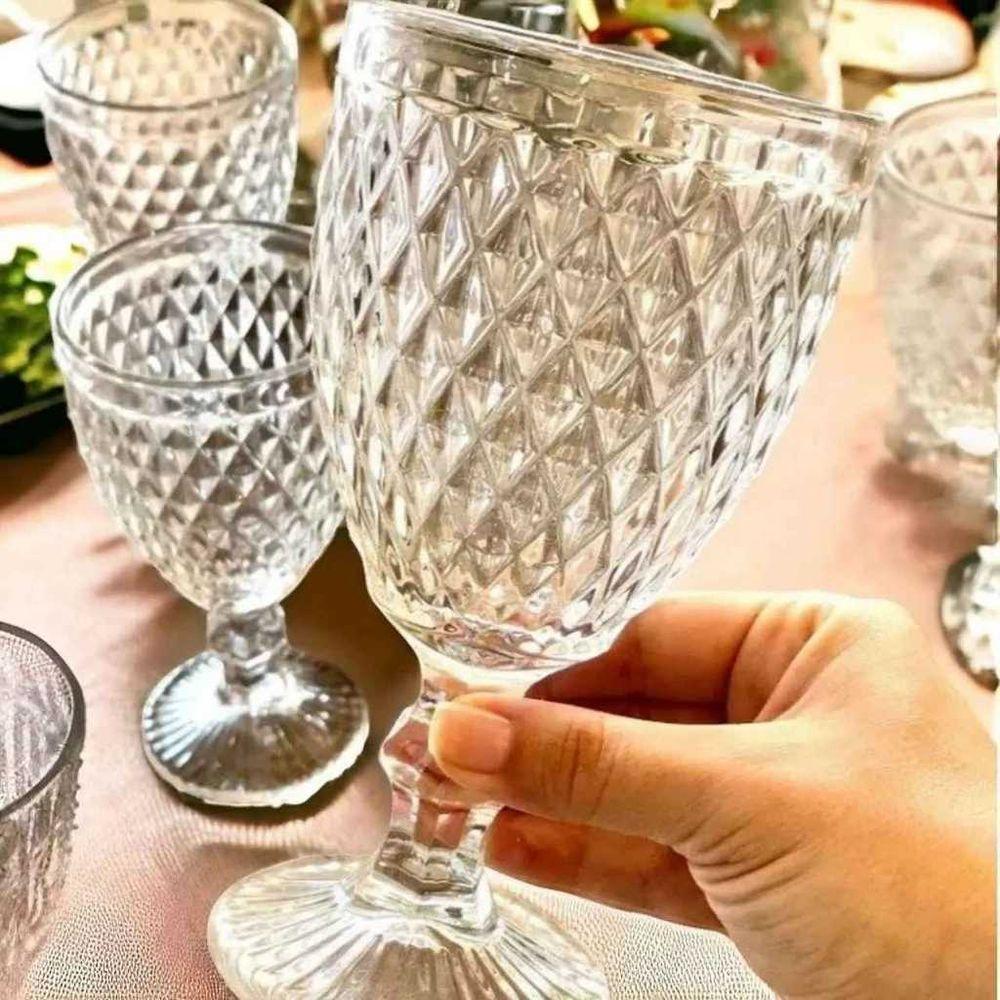 Conjunto 2 Taça Vinho Bico De Abacaxi Transparente 230ml - 2