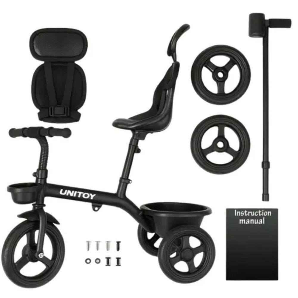 Triciclo Com Empurrador Confort Para Bebês - Preto - 2
